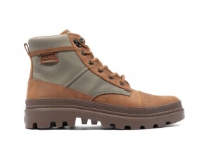 Palladium Pallatrooper Rough Stivali Uomo Verde Oliva Arancioni | DOXLY-7624